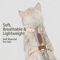 Striped Cat Harness and Leash Set, Lightweight H-Style Cat Harness with Adjustable Leash, Comfortable Walking Set, Lavender Cream and Brown