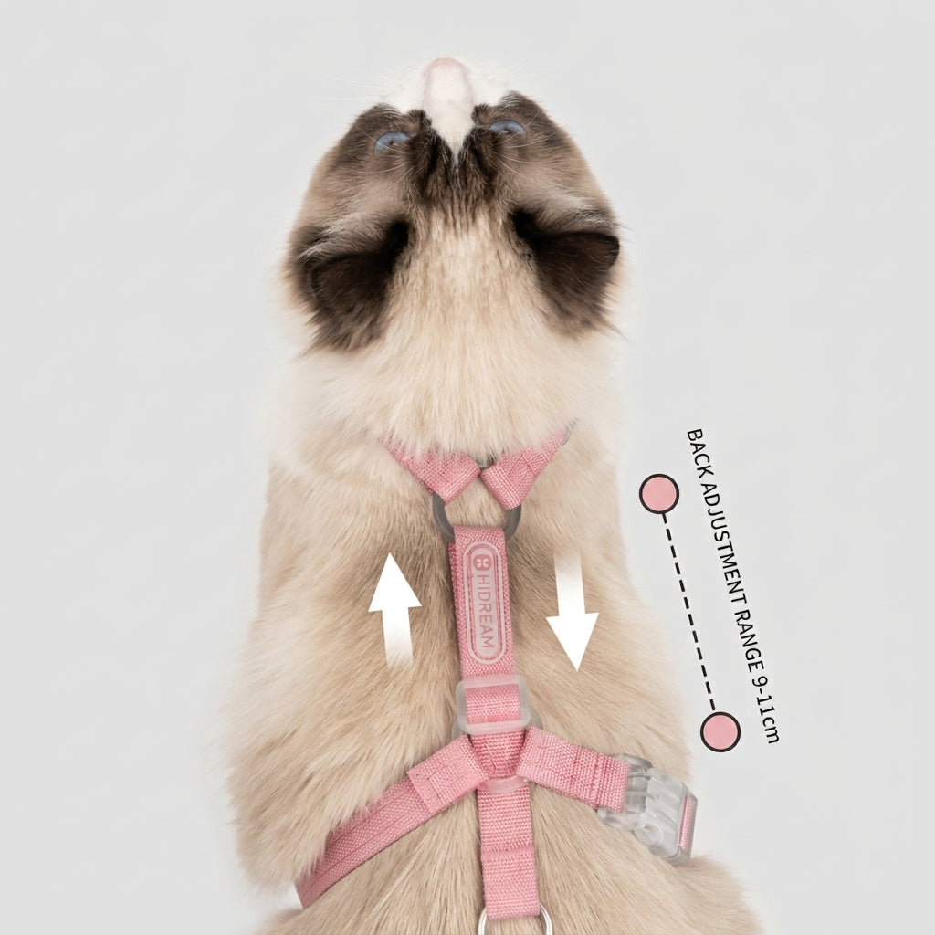 Cat Harness and Leash Set, Adjustable H-Style No-Pull Cat Harness with Reflective Leash, Breathable & Lightweight, Quick-Release Buckle, for Walking Outdoor Travel Hiking, Small Medium Large Cats