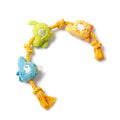 Plush Rope Dog Toy with Knots, Interactive Tug and Chew Toy with Crinkle and Squeaky Sounds, Blue Green Orange Style