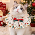 Christmas Pet Ruffle Collar, Lace Trim Double Bow Holiday Neckwear for Cats and Small Dogs, Festive Christmas Pet Accessory, L