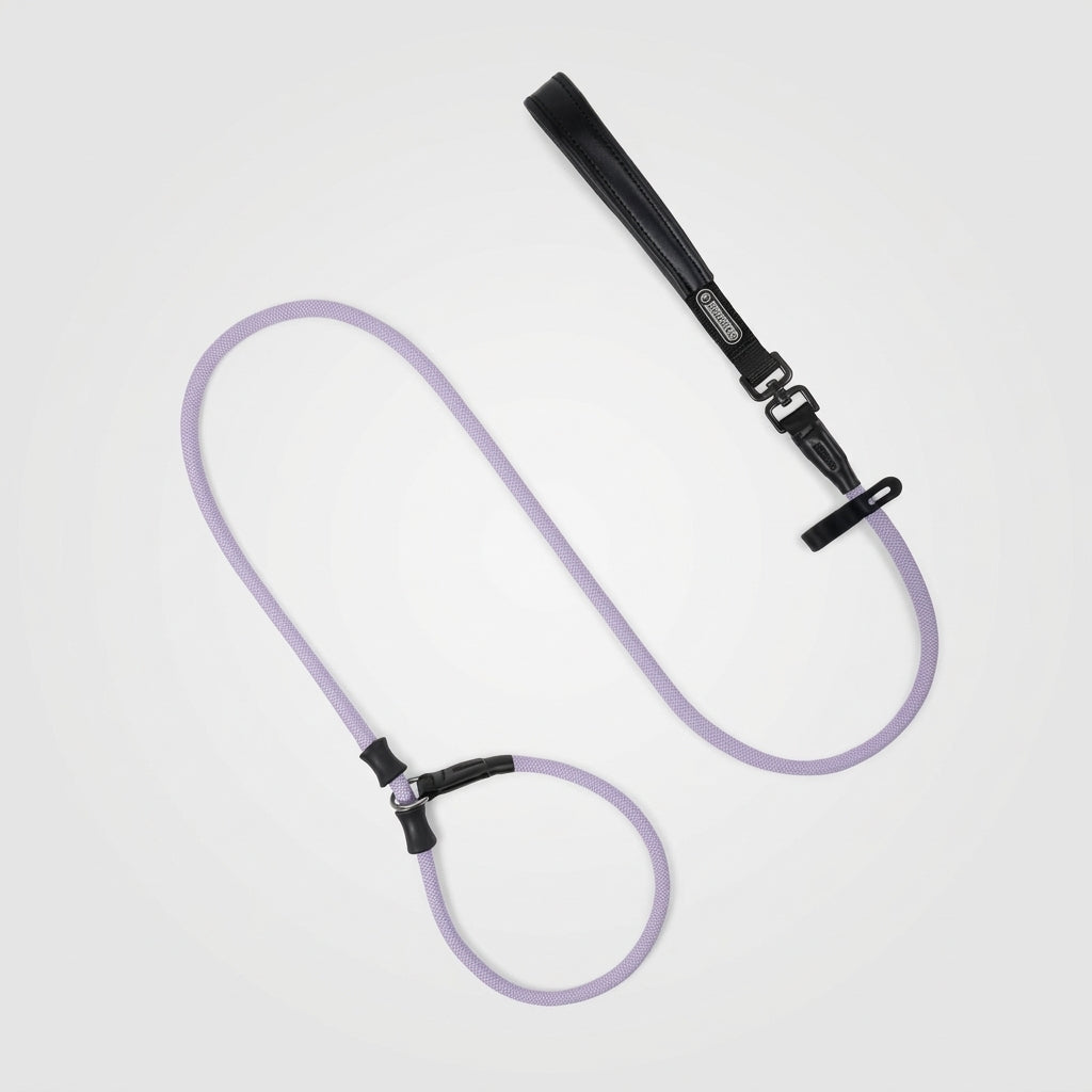 One-Piece P-Style Dog Leash, Adjustable Slip Lead with Dual Silicone Stoppers, 360-Degree Rotating Connection and Waste Bag Loop