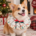 Christmas Pet Ruffle Collar, Lace Trim Double Bow Holiday Neckwear for Cats and Small Dogs, Festive Christmas Pet Accessory, XL