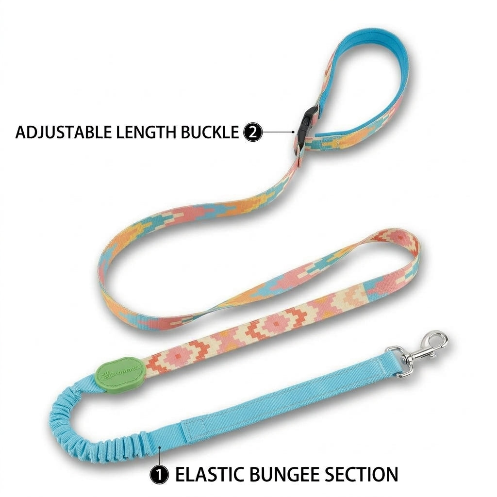 5-Way Multi-Use Dog Leash for Large Dogs, Adjustable Hands-Free Leash with Elastic Cushioning and Reflective Detail