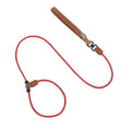 One-Piece P-Style Dog Leash with Leather Handle, Adjustable Slip Lead with Dual Stopper for Walking and Basic Training