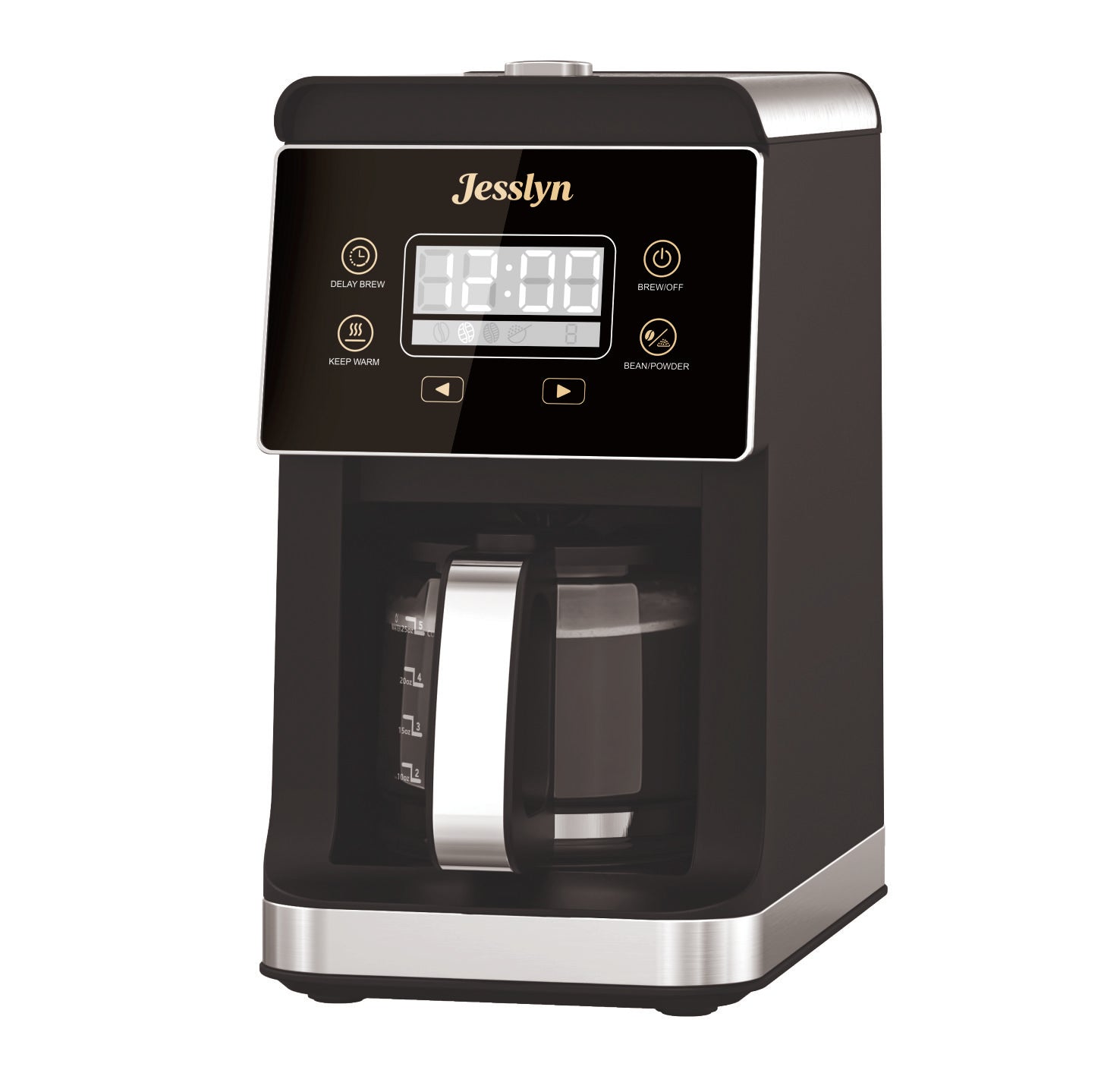 Jesslyn Grind & Brew Coffee Maker with Built-In Grinder 5-Cup | Drip Coffee Machine with 24H Programmable Timer, 3 Grind Settings, Fresh Ground Coffee Maker for Home & Office