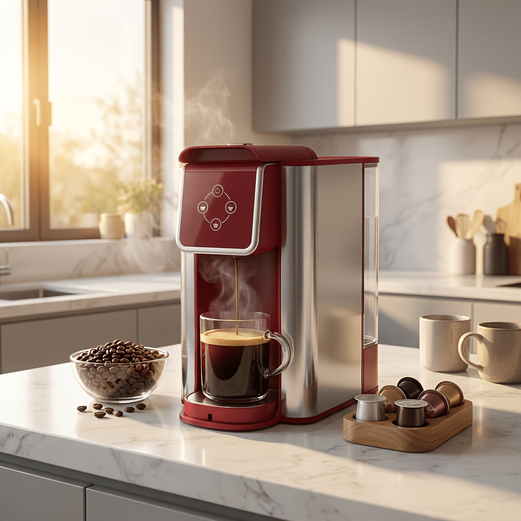 SIFENE 3-in-1 Single Serve Coffee Machine, K-Pod & Tea Brewer, 50 oz, Red
