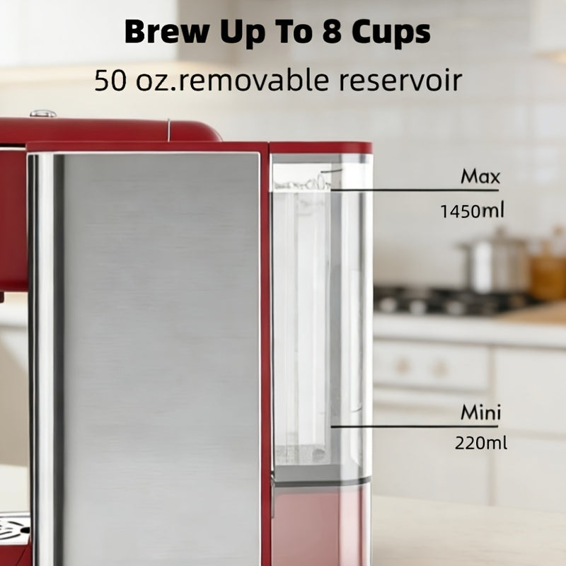 SIFENE 3-in-1 Single Serve Coffee Machine, K-Pod & Tea Brewer, 50 oz, Red