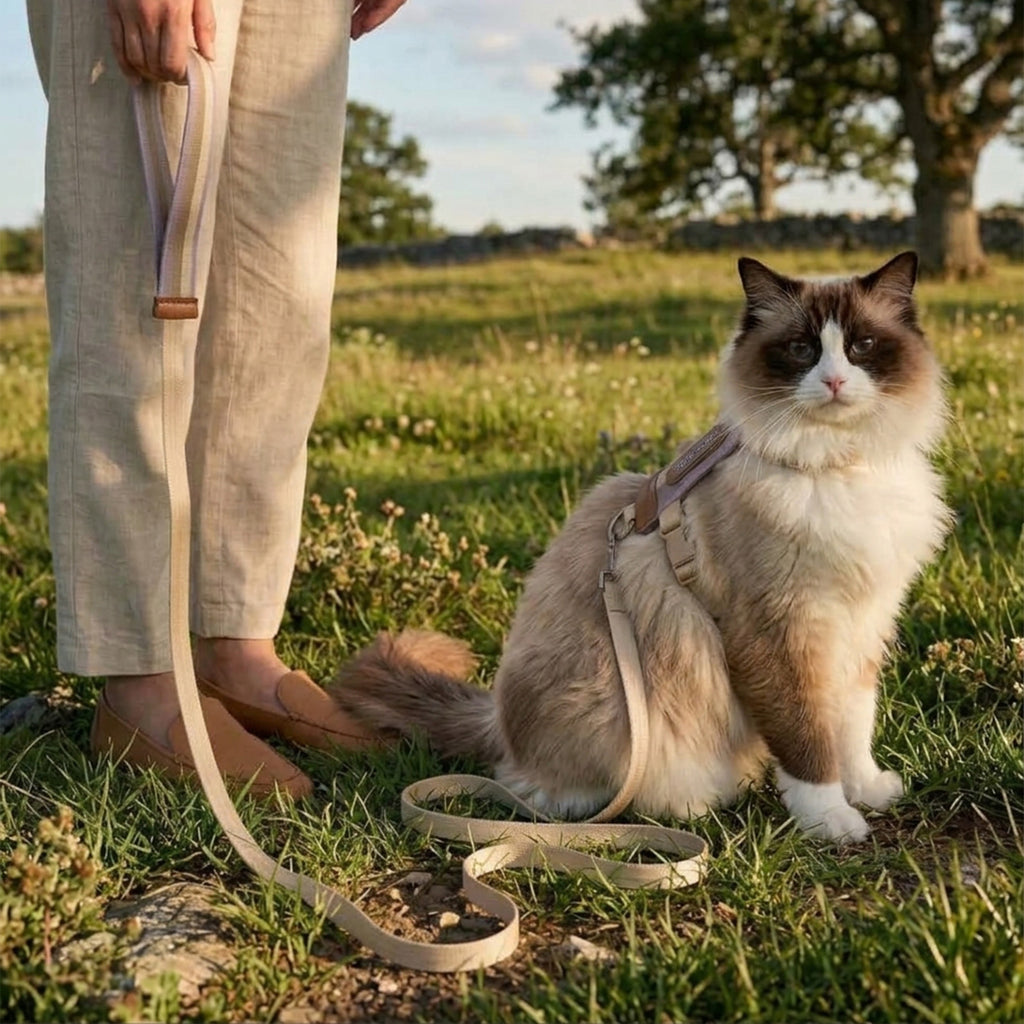 Cat Harness and Leash Set, Adjustable H-Style Cat Harness, Matching Leash for Walking and Outdoor Use