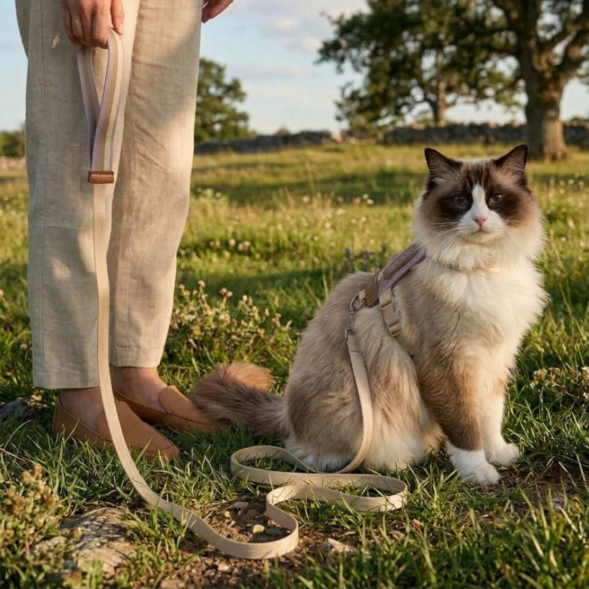 Cat Harness and Leash Set, Adjustable H-Style Cat Harness, Matching Leash for Walking and Outdoor Use