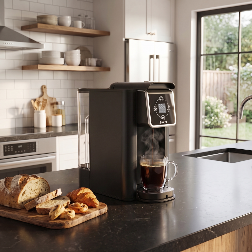 Jesslyn Coffee Maker 3 in 1 Single Serve Coffee Machine, Compatible with K cup Capsules, Instant Coffee Pot, Tea maker, 6,8,10 Oz Cup, Removable 50 Oz Water Reservoir, 120V 1150W, Metallic Black