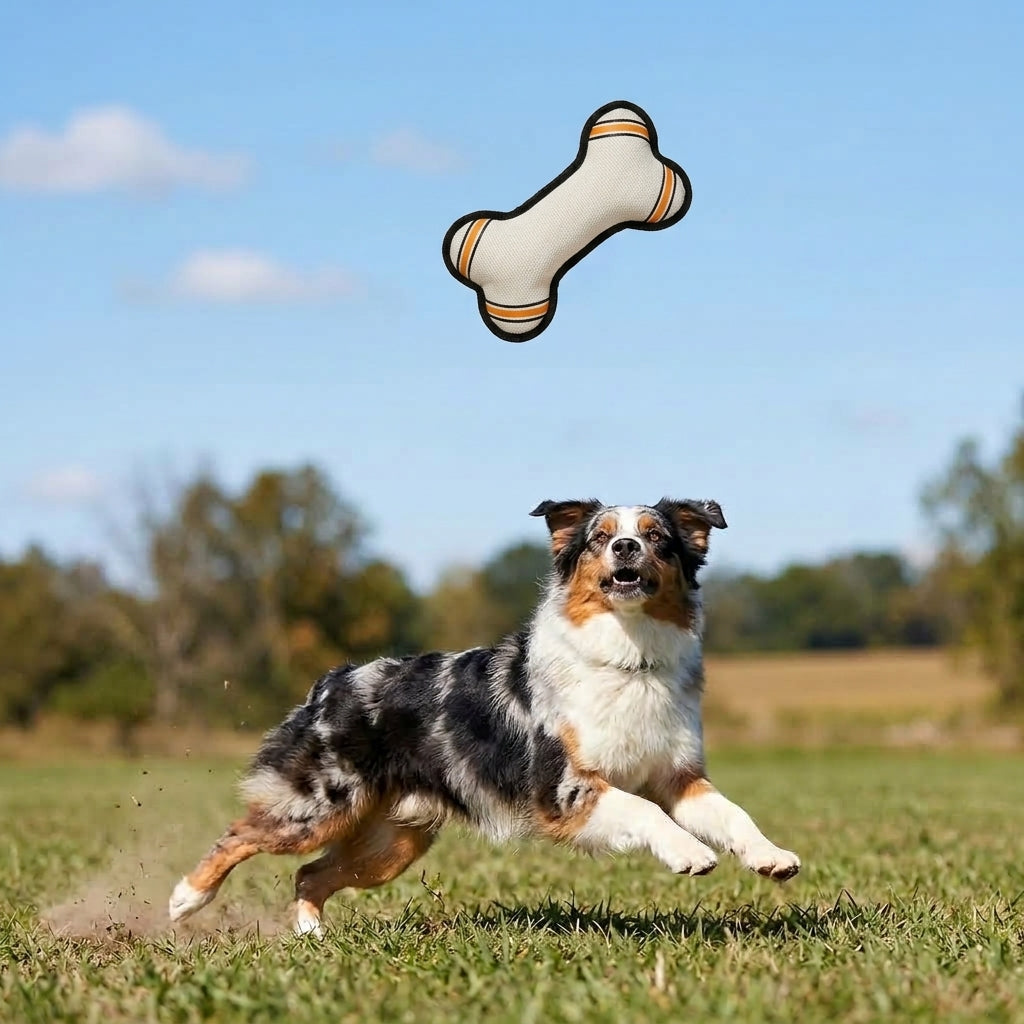 Interactive Squeaky Dog Toy, Bone Shaped Tug and Fetch Toy for Dogs, Soft Pet Toy for Indoor and Outdoor Play