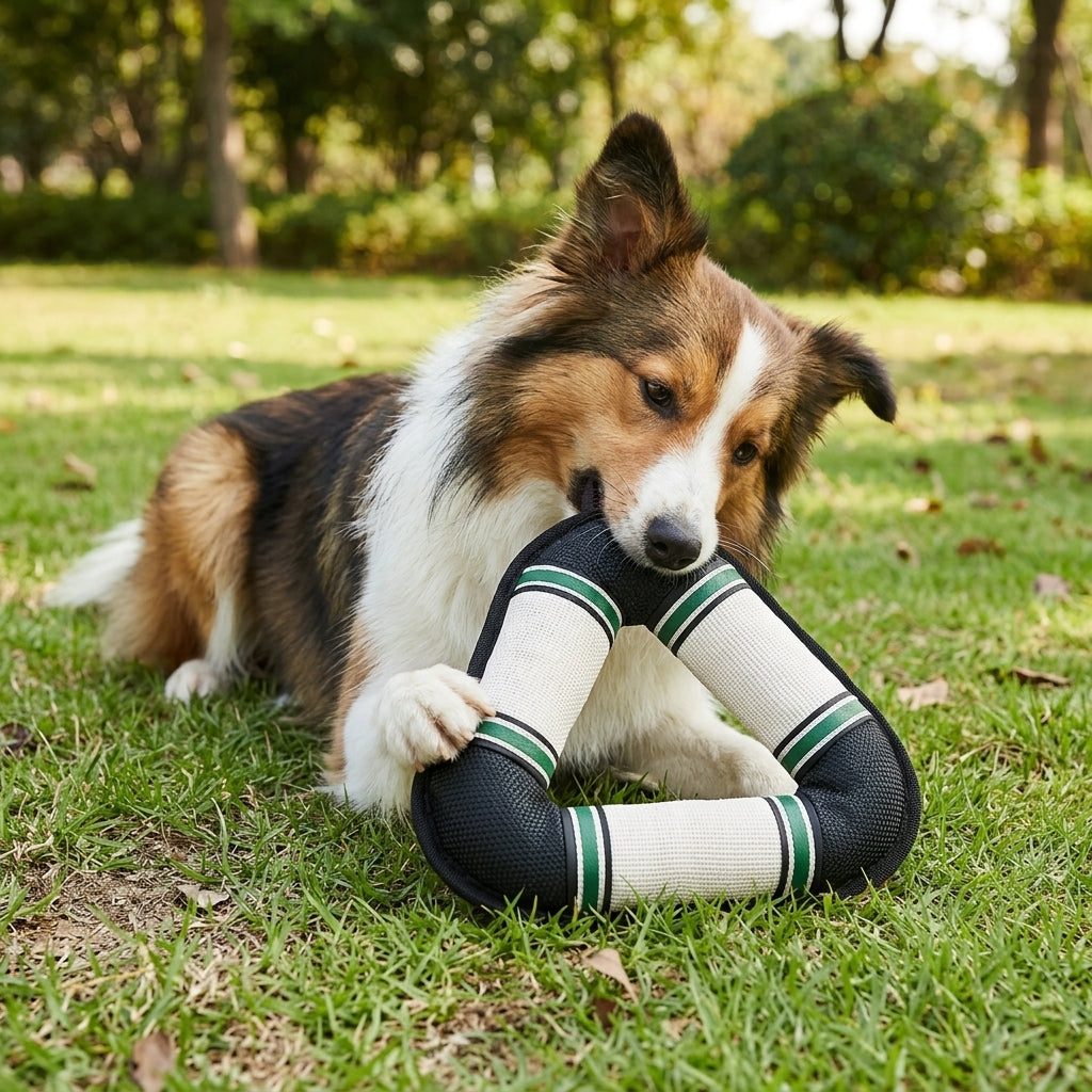 Interactive Squeaky Dog Toy, Triangular Loop Tug and Fetch Toy for Dogs, Soft Pet Toy for Indoor and Outdoor Play