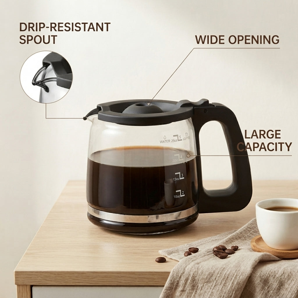 Jesslyn Grind & Brew Coffee Maker with Built-In Grinder 5-Cup | Drip Coffee Machine with 24H Programmable Timer, 3 Grind Settings, Fresh Ground Coffee Maker for Home & Office