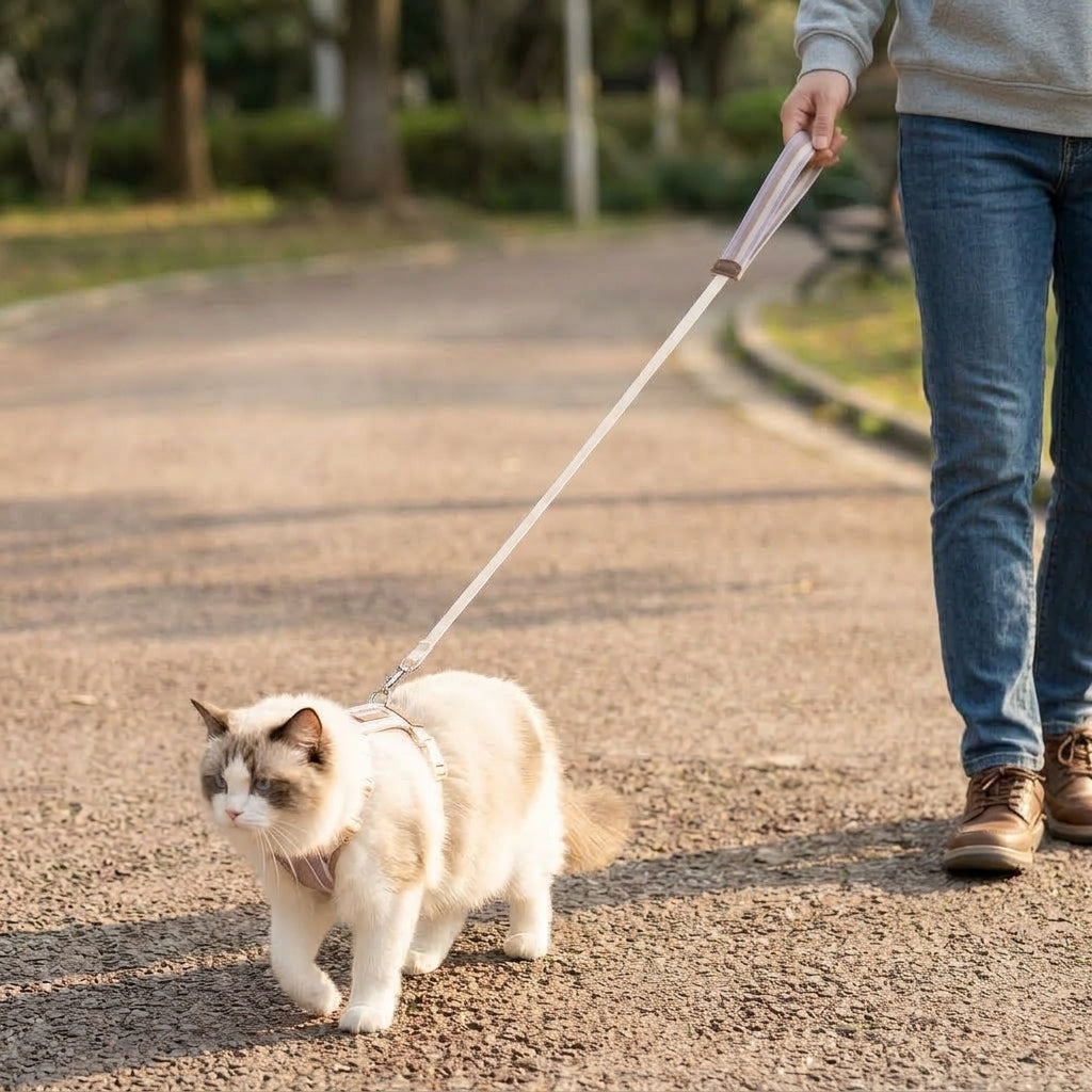 Cat Harness and Leash Set, Adjustable H-Style Cat Harness, Matching Leash for Walking and Outdoor Use