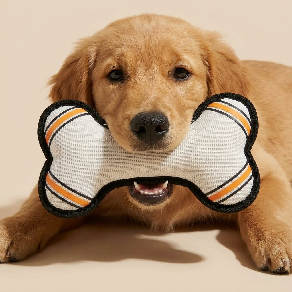 Interactive Squeaky Dog Toy, Bone Shaped Tug and Fetch Toy for Dogs, Soft Pet Toy for Indoor and Outdoor Play