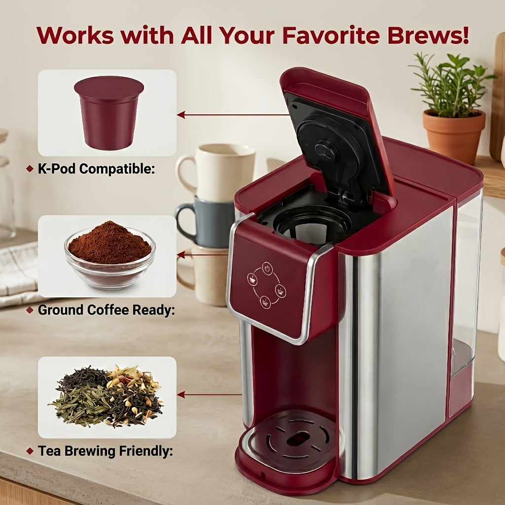 SIFENE 3-in-1 Single Serve Coffee Machine, K-Pod & Tea Brewer, 50 oz, Red