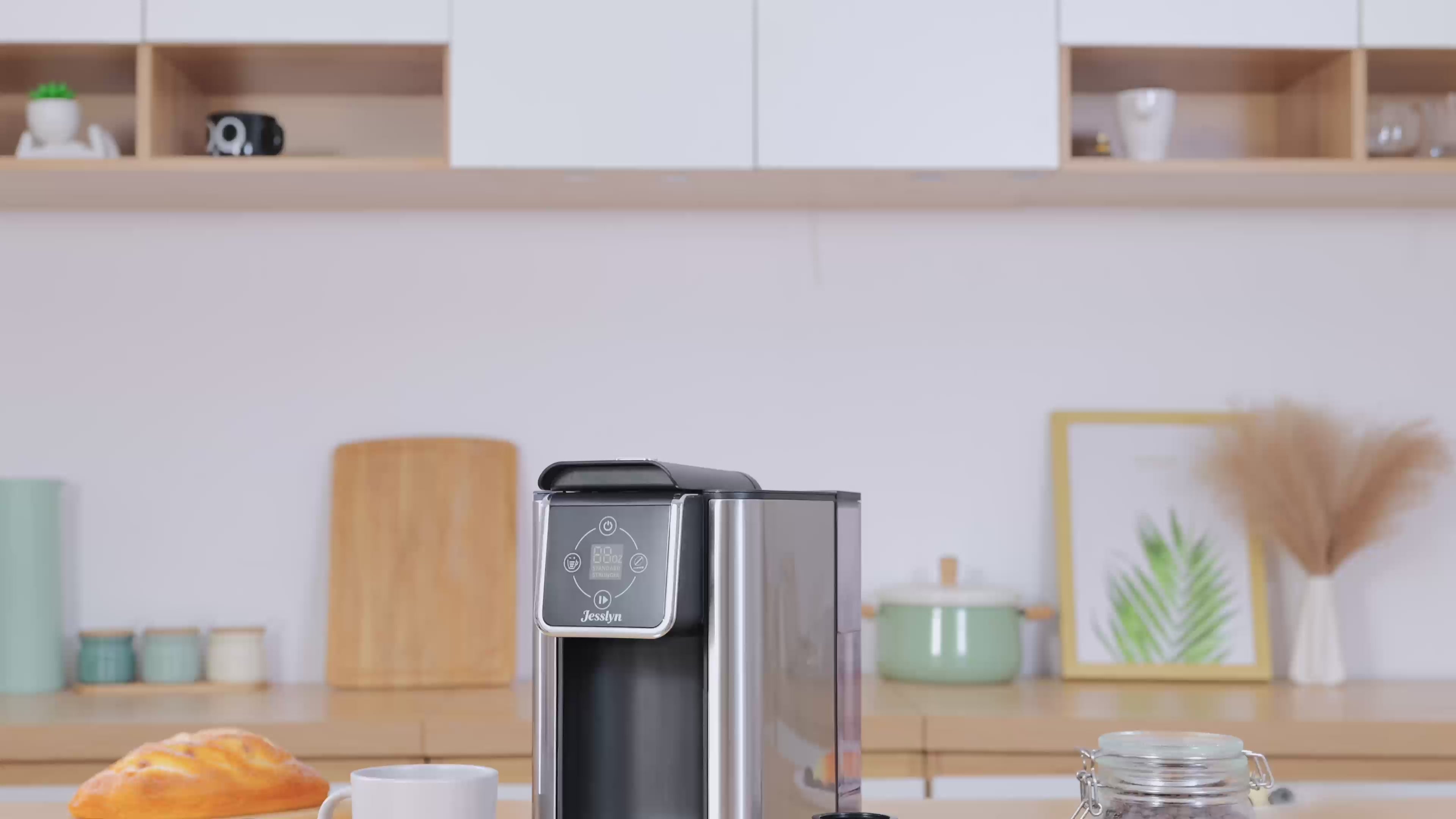 Jesslyn 3 in 1 Single Serve Coffee Maker: Coffee Machine Compatible with K Cup Capsules & Grounds, Instant Coffee Pot, Tea Maker Brewer - Removable 50 oz Water Reservoir, 120V 1150W, Black
